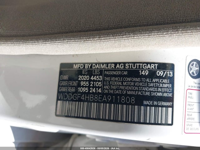 45042926 :رقم المزاد ، WDDGF4HB8EA911808 vin ، 2014 Mercedes-benz C 250 Sport مزاد بيع