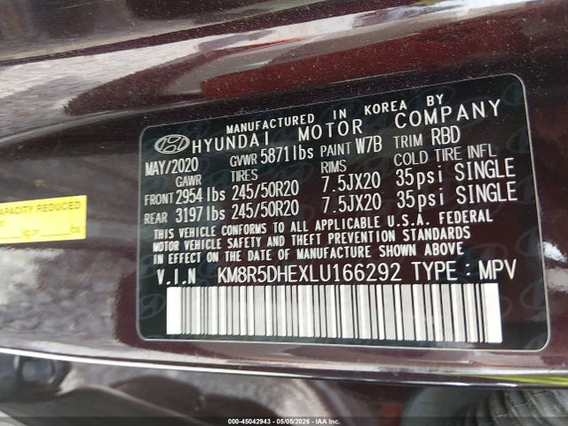 Hyundai Palisade Limited 2020 KM8R5DHEXLU166292 Image 9