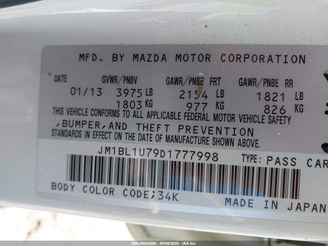 Продаж на аукціоні авто 2013 Mazda Mazda3 I Sport, vin: JM1BL1U79D1777998, номер лоту: 45042980