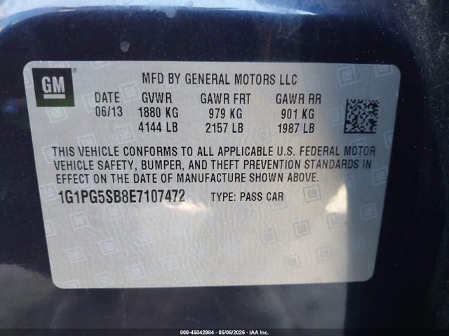 Aukcja sprzedaży 2014 Chevrolet Cruze Ltz, vin: 1G1PG5SB8E7107472, numer aukcji: 45042984