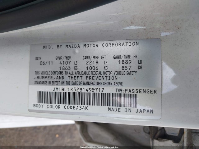 Продажа на аукционе авто 2011 Mazda Mazda3 S Sport, vin: JM1BL1K52B1495717, номер лота: 45042991