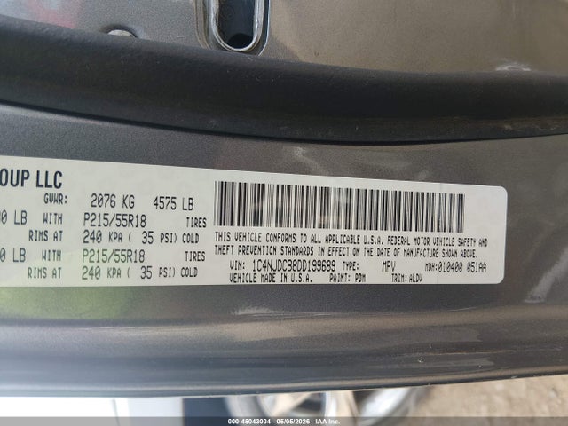 Продажа на аукционе авто 2013 Jeep Compass Limited, vin: 1C4NJDCB8DD199689, номер лота: 45043004