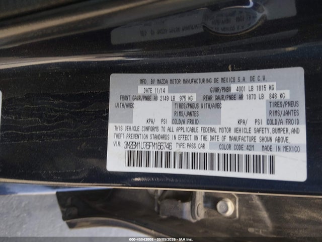 Aukcja sprzedaży 2015 Mazda Mazda3 I Sport, vin: 3MZBM1U76FM166746, numer aukcji: 45043008