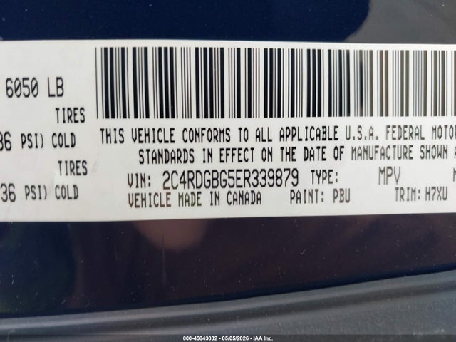 45043032 :رقم المزاد ، 2C4RDGBG5ER339879 vin ، 2014 Dodge Grand Caravan Se مزاد بيع