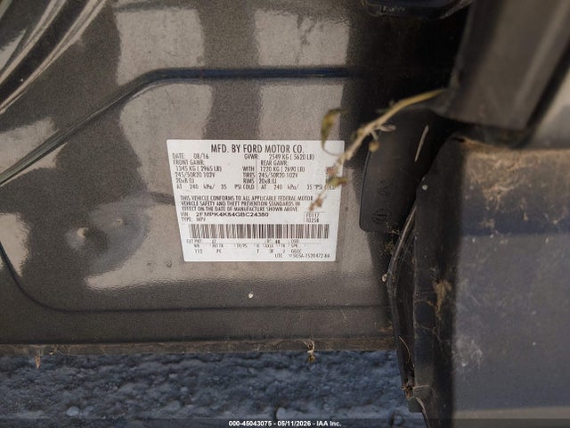 45043075 :رقم المزاد ، 2FMPK4K84GBC24380 vin ، 2016 Ford Edge Titanium مزاد بيع