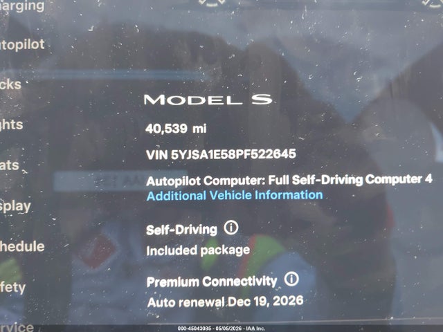 5YJSA1E58PF522645 Tesla Model S Dual Motor All-wheel Drive/standard Range