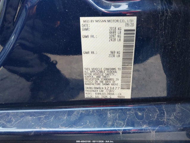 1N4BL4BW8LN323427 Nissan Altima S Intelligent Awd