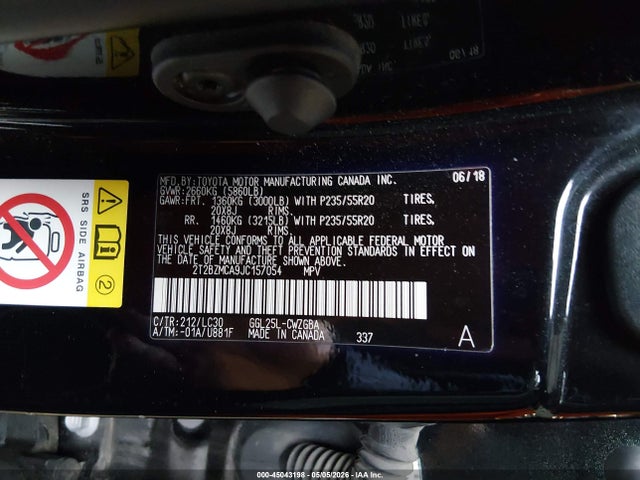 45043198 :رقم المزاد ، 2T2BZMCA9JC157054 vin ، 2018 Lexus Rx 350 F Sport مزاد بيع