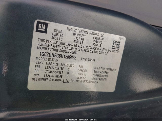 1GCZGHFG6H1266022 Chevrolet Express 3500 Work Van