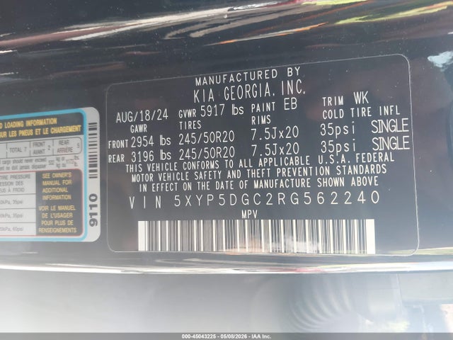 5XYP5DGC2RG562240 KIA Telluride Sx Prestige X-line