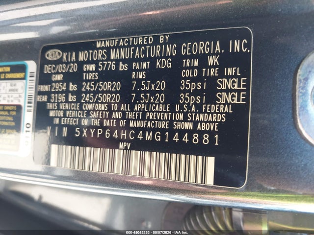 5XYP64HC4MG144881 KIA Telluride S