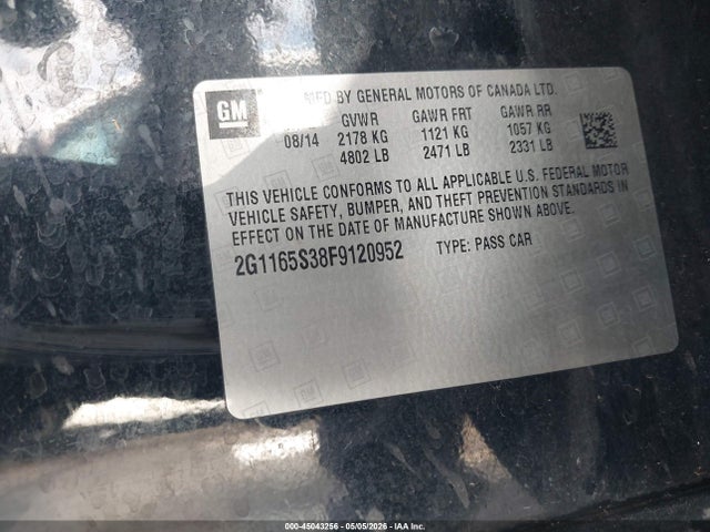 Chevrolet IMPALA 2LZ 2015 2G1165S38F9120952 Image 9