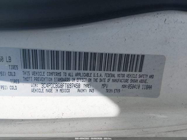 Продаж на аукціоні авто 2015 Dodge Journey Sxt, vin: 3C4PDCBG8FT697458, номер лоту: 45043302