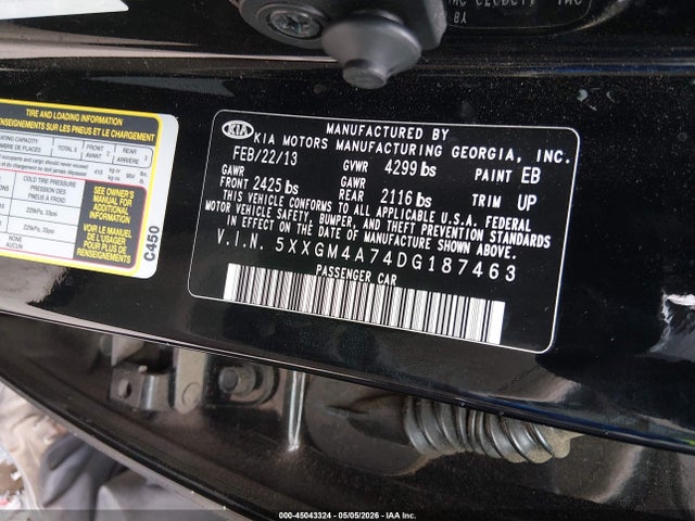 Aukcja sprzedaży 2013 Kia Optima Lx, vin: 5XXGM4A74DG187463, numer aukcji: 45043324
