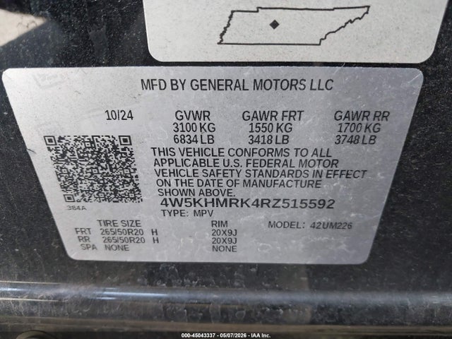 2024 Acura Zdx A-spec მანქანა იყიდება აუქციონზე, vin: 4W5KHMRK4RZ515592, აუქციონის ნომერი: 45043337