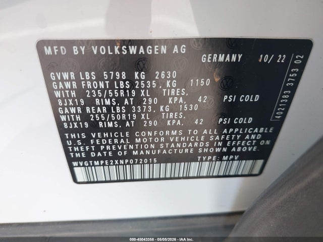 Volkswagen ID.4 PRO S 2022 WVGTMPE2XNP072015 Image 9