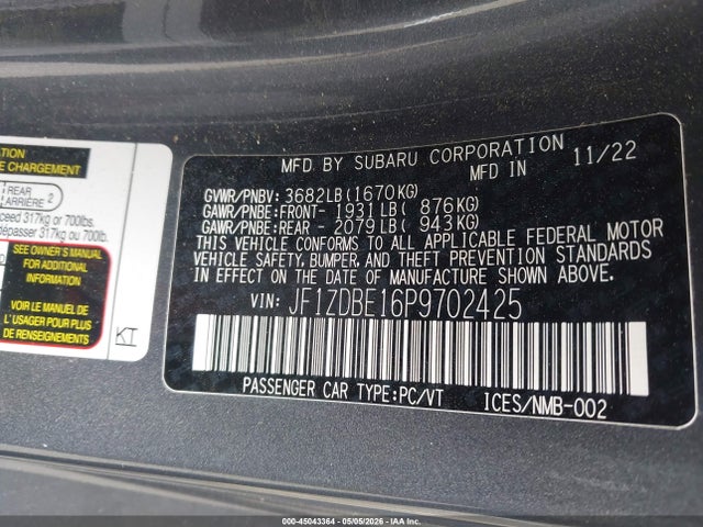 Subaru Brz Limited 2023 JF1ZDBE16P9702425 Image 9