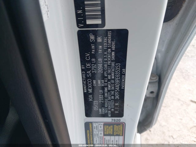 45043395 :رقم المزاد ، 3KPF54AD9PE635353 vin ، 2023 Kia Forte Gt-line مزاد بيع