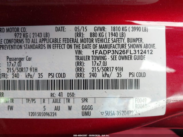 Ford Focus Titanium 2015 1FADP3N26FL312412 Image 9