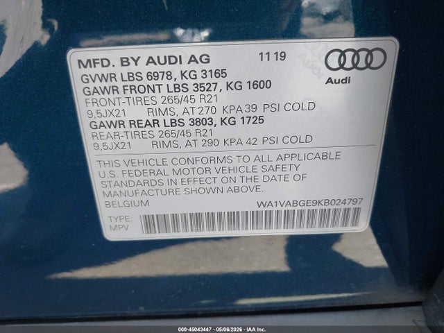 Audi E-tron Premium Plus 2019 WA1VABGE9KB024797 Image 9