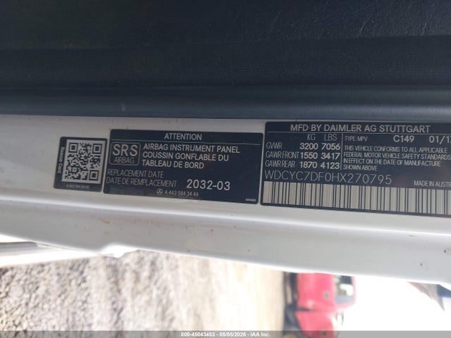 Aukcja sprzedaży 2017 Mercedes-benz Amg G 63 4matic, vin: WDCYC7DF0HX270795, numer aukcji: 45043453