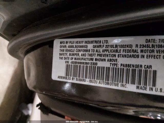 Продаж на аукціоні авто 2003 Subaru Outback Limited, vin: 4S3BH686836612333, номер лоту: 45043490