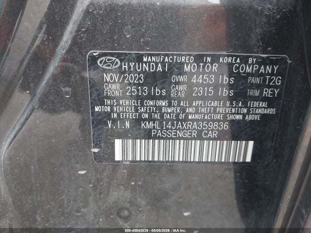 2024 Hyundai Sonata Sel მანქანა იყიდება აუქციონზე, vin: KMHL14JAXRA359836, აუქციონის ნომერი: 45043539
