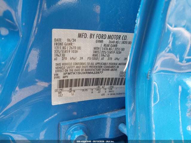 Aukcja sprzedaży 2024 Ford Mustang Mach-e Select, vin: 3FMTK1SUXRMA22977, numer aukcji: 45043546