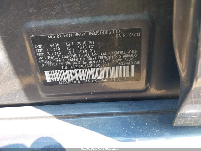 Aukcja sprzedaży 2014 Subaru Legacy 2.5i, vin: 4S3BMCA63E3003224, numer aukcji: 45043568