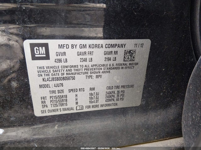 Продажа на аукционе авто 2013 Buick Encore Convenience, vin: KL4CJBSB0DB058750, номер лота: 45043587