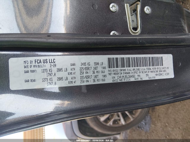 Продаж на аукціоні авто 2020 Jeep Cherokee Latitude Plus 4x4, vin: 1C4PJMLB5LD604561, номер лоту: 45043601