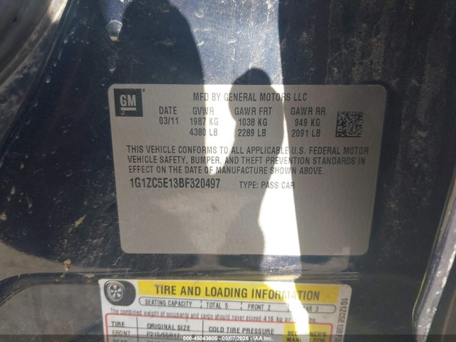 Продаж на аукціоні авто 2011 Chevrolet Malibu 1lt, vin: 1G1ZC5E13BF320497, номер лоту: 45043605