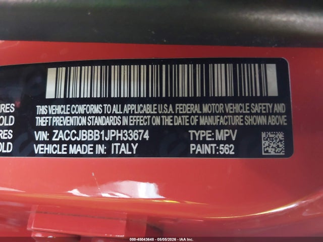 ZACCJBBB1JPH33674 Jeep Renegade Altitude 4x4