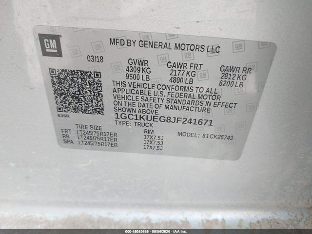 1GC1KUEG8JF241671 Chevrolet Silverado 2500hd Wt