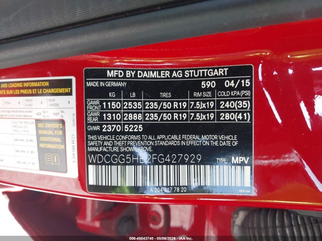 Auction sale of the 2015 Mercedes-benz Glk 350, vin: WDCGG5HB2FG427929, lot number: 45043740