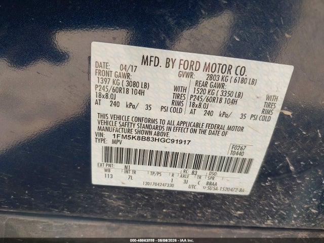 Продажа на аукционе авто 2017 Ford Explorer, vin: 1FM5K8B83HGC91917, номер лота: 45043770