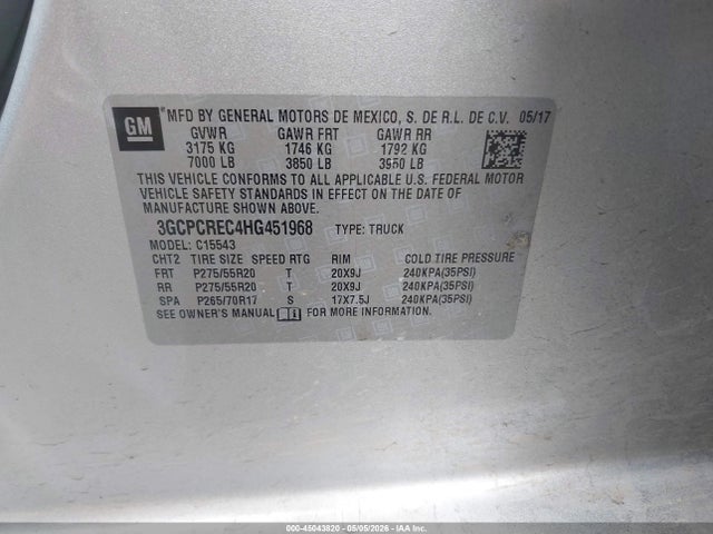 Chevrolet Silverado 1500 1lt 2017 3GCPCREC4HG451968 Image 9