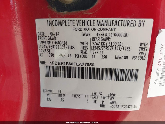 2015 Ford F-250 Xl მანქანა იყიდება აუქციონზე, vin: 1FDBF2B60FEA77950, აუქციონის ნომერი: 45043826