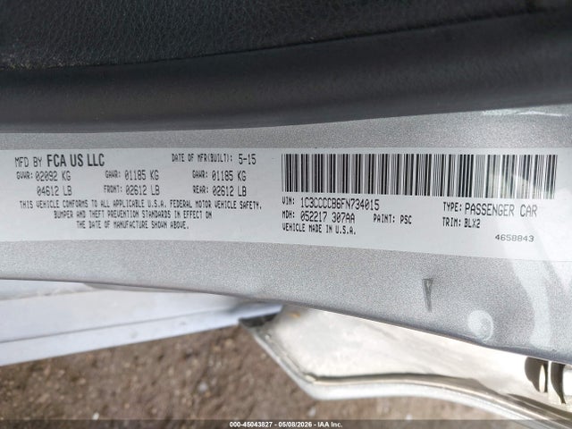 Chrysler 200 C 2015 1C3CCCCB6FN734015 Image 9