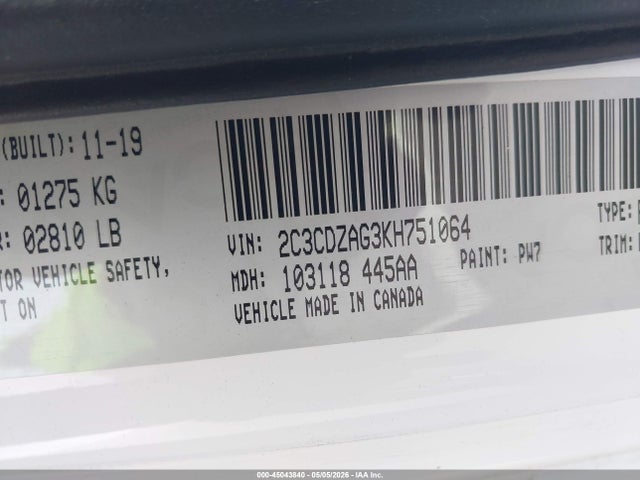 2C3CDZAG3KH751064 Dodge Challenger Sxt