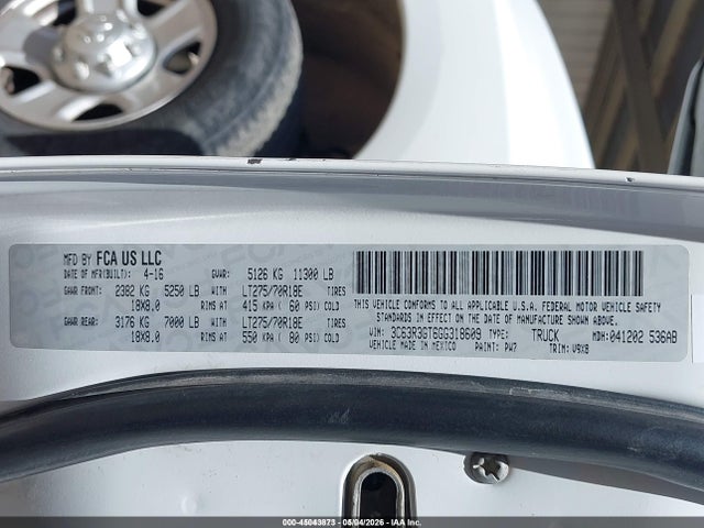 Aukcja sprzedaży 2016 Ram 3500 Tradesman, vin: 3C63R3GT6GG318609, numer aukcji: 45043873