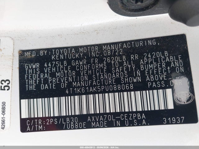 Toyota CAMRY XSE 2023 4T1K61AK5PU088068 Image 9
