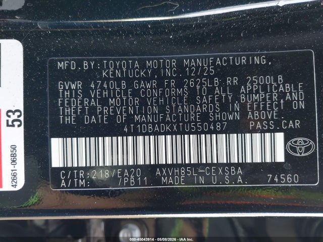 4T1DBADKXTU550487 Toyota Camry Nightshade