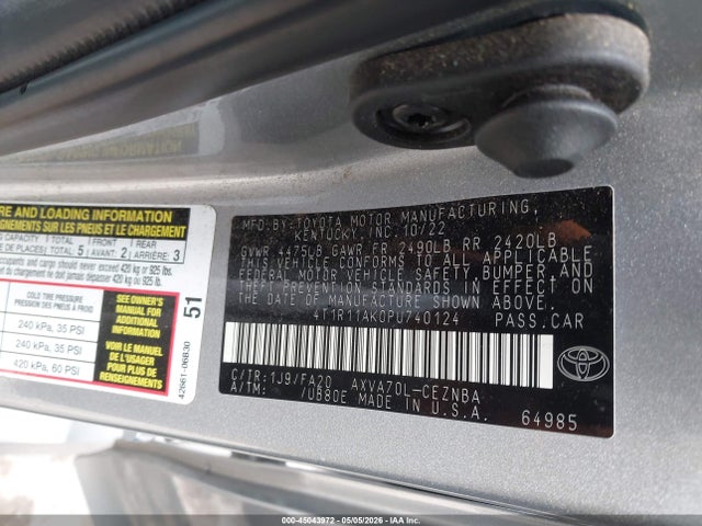 4T1R11AK0PU740124 Toyota CAMRY LE