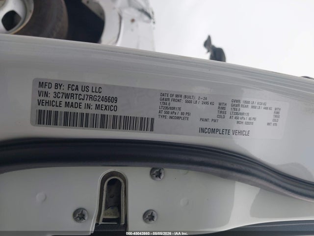 45043980 :رقم المزاد ، 3C7WRTCJ7RG246609 vin ، 2024 Ram 3500 Chassis Tradesman/slt/laramie/limited مزاد بيع