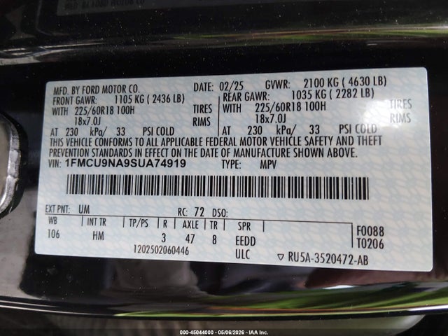 Ford Escape St-line Select 2025 1FMCU9NA9SUA74919 Image 9