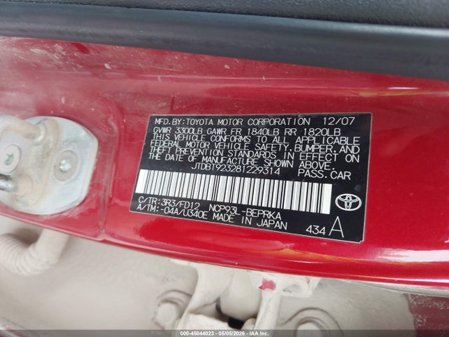 Продаж на аукціоні авто 2008 Toyota Yaris, vin: JTDBT923281229314, номер лоту: 45044023