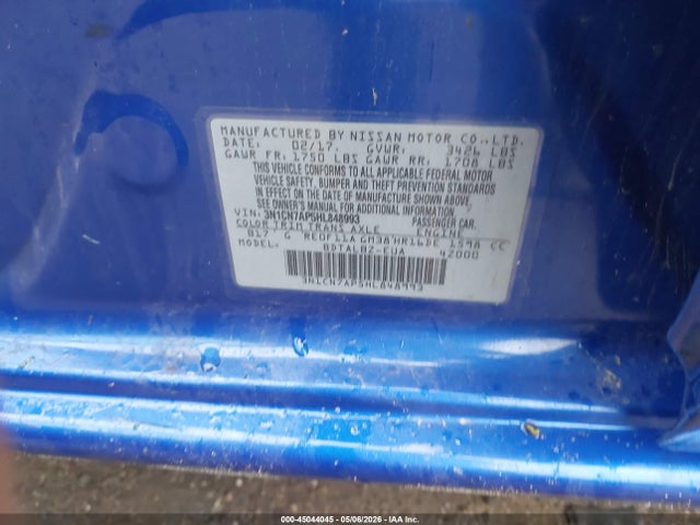 Aukcja sprzedaży 2017 Nissan Versa 1.6 Sv, vin: 3N1CN7AP5HL848993, numer aukcji: 45044045