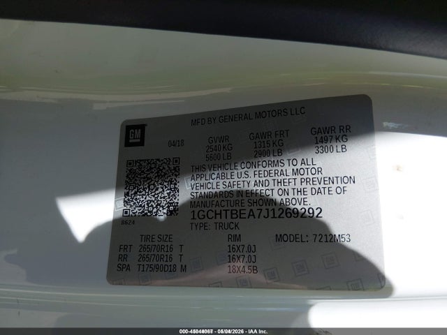 Chevrolet Colorado Wt 2018 1GCHTBEA7J1269292 Image 9