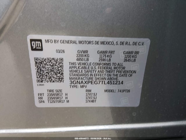 3GNAXPEG7TL451214 Chevrolet Equinox Awd Lt